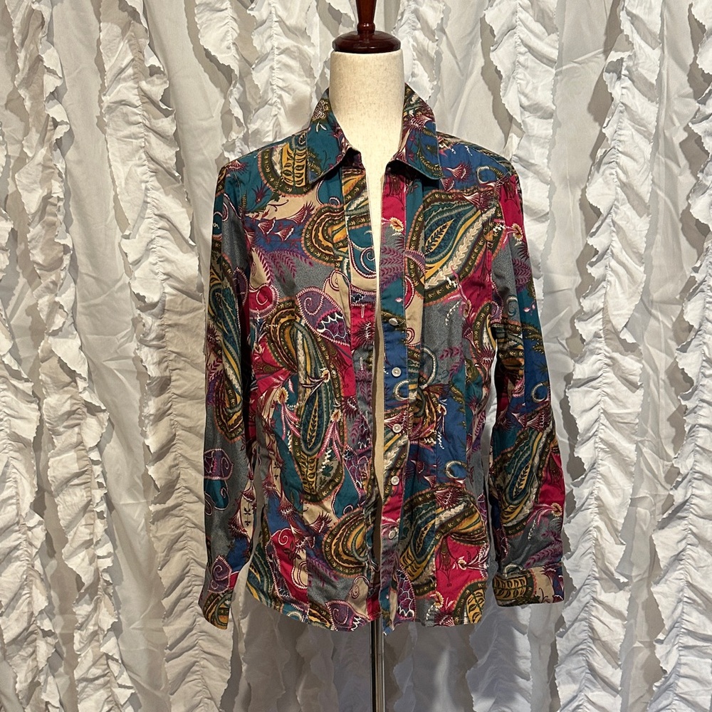 Gold Label Investments Vintage Multicolor Paisley Women's Button up blouse